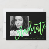 Modernes Neon Ombre Typografie Foto Green Grad Einladung (Vorderseite)