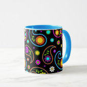 Modernes Neon Paisley Floral Muster Tasse (VorderseiteRechts)