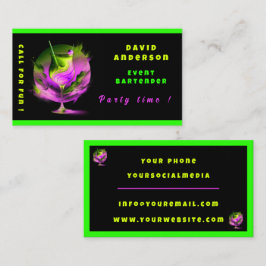 Modernes Neon Party Time Personalisiert Beruflich Visitenkarte