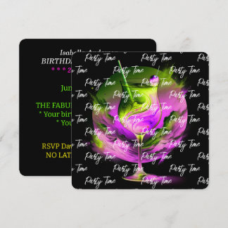 Modernes Neon Party Time Personalisiert Einladung