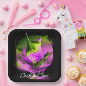 Modernes Neon Party Time Personalisiert Pappteller (Party)
