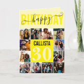 Modernes Neon Pastel Gelb 12 Foto Geburtstag Karte (Vorderseite)