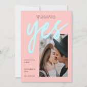 Modernes Neon Pink Mint Big Script Foto Hochzeit Save The Date (Vorderseite)