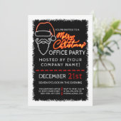 Modernes Neon Red Lighted Santa Corporate Weihnach Einladung (Stehend Vorderseite)