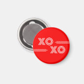 Modernes Neon Red und White XOXO Valentine Magnet (Vorderseite/Rückseite)