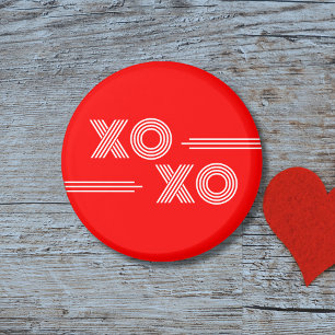 Modernes Neon Red und White XOXO Valentine Magnet
