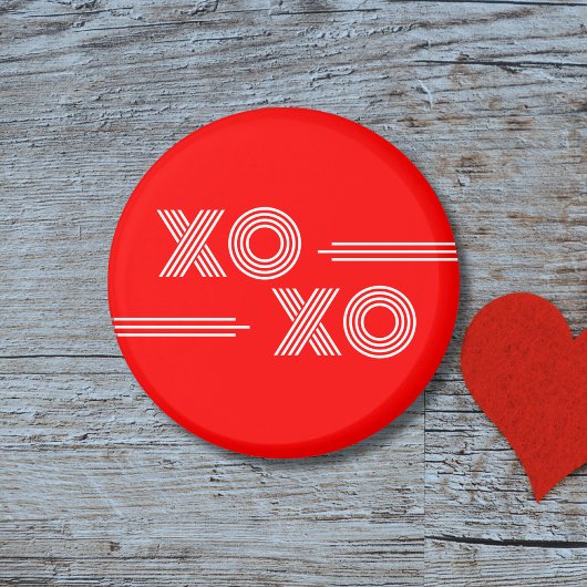 Modernes Neon Red und White XOXO Valentine Magnet