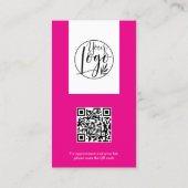 Modernes Neon-Rosa-Make-up Foto qr-Logo Visitenkarte (Rückseite)