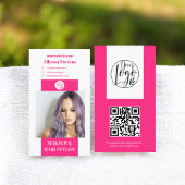 Modernes Neon-Rosa-Make-up Foto qr-Logo Visitenkarte