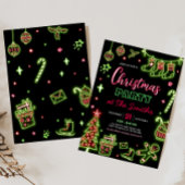 Modernes Neon Santa Weihnachts-Party Einladung