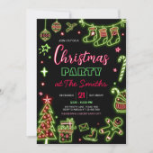 Modernes Neon Santa Weihnachts-Party Einladung (Vorderseite)
