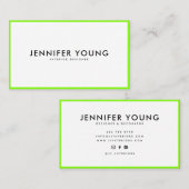 Modernes Neongrün minimalistisch modernes beruflic Visitenkarte (Vorne/Hinten)