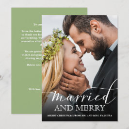 Modernes neu verheiratetes Foto Verheiratet und fr Feiertagskarte