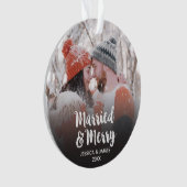 Modernes neu verheiratetes Verheiratetes und fröhl Ornament (Vorderseite)