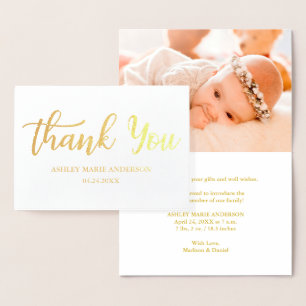 Modernes neues Baby Danke Gold Foil Card Folienkarte