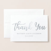 Modernes neues Baby Danke Silver Folienkarte (Vorderseite mit Umschlag)