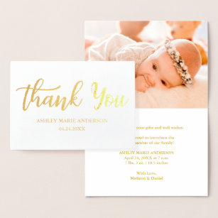 Modernes neues Baby danken Ihnen Goldfolien-Karte Folienkarte