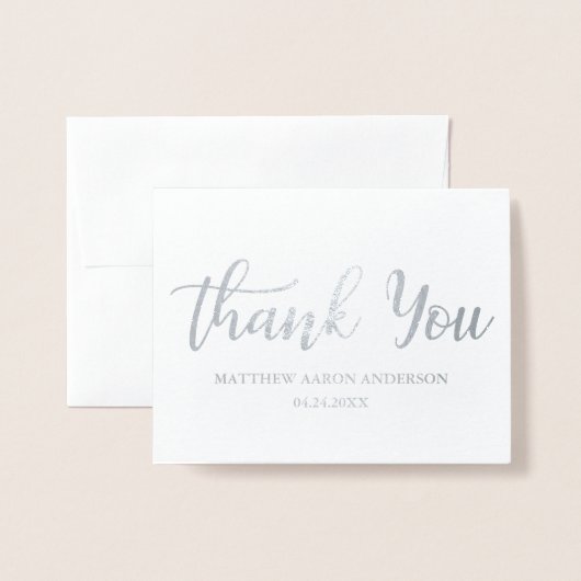 Modernes neues Baby Vielen Dank Silver Foil Note C Folienkarte (Vorderseite mit Umschlag)