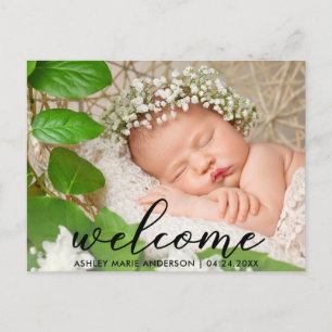 Modernes neues Baby Welcome Foto Ankündigungspostkarte