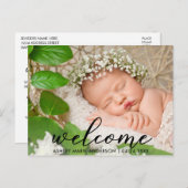 Modernes neues Baby Welcome Foto Ankündigungspostkarte (Vorne/Hinten)