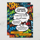 Modernes neues Comic zum Hochzeitstag Save The Date (Vorne/Hinten)