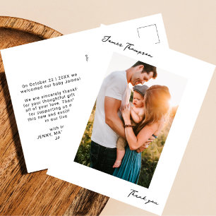 Modernes neues handgeschriebenes Baby-Foto Vielen  Postkarte