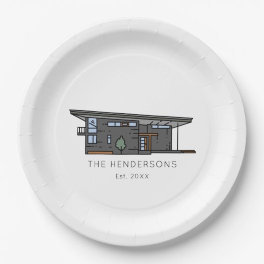 Modernes neues Zuhause Housewarming-Party Pappteller (Vorderseite)