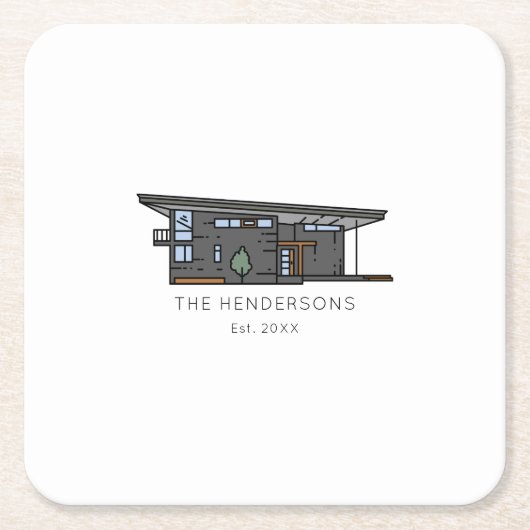 Modernes neues Zuhause Housewarming-Party Rechteckiger Pappuntersetzer (Vorderseite)