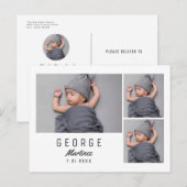 Modernes Neugeborenes Foto Einzigartige Kinderankü Postkarte (Vorne/Hinten)