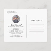 Modernes Neugeborenes Foto Einzigartige Kinderankü Postkarte (Rückseite)