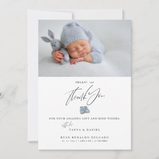 Modernes Neugeborenes Foto zur Ankündigung der Geb (Vorderseite)