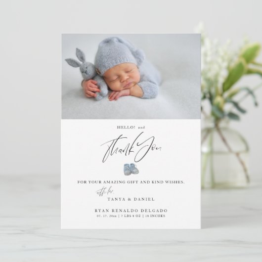 Modernes Neugeborenes Foto zur Ankündigung der Geb (Stehend Vorderseite)