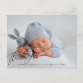 Modernes Neugeborenes Foto zur Ankündigung der Geb Postkarte (Vorderseite)