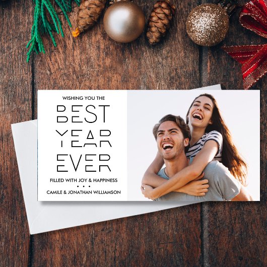 Modernes Neujahrsfest Foto Bestes Jahr Feiertagskarte