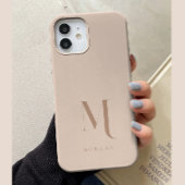 Modernes neutrales Beige-Monogramm Case-Mate iPhone Hülle