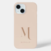 Modernes neutrales Beige-Monogramm Case-Mate iPhone Hülle (Rückseite)