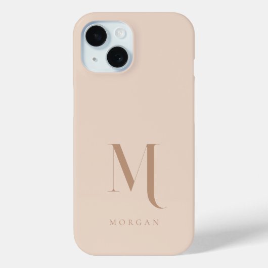 Modernes neutrales Beige-Monogramm Case-Mate iPhone Hülle (Rückseite)