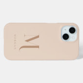 Modernes neutrales Beige-Monogramm Case-Mate iPhone Hülle (Rückseite (Horizontal))