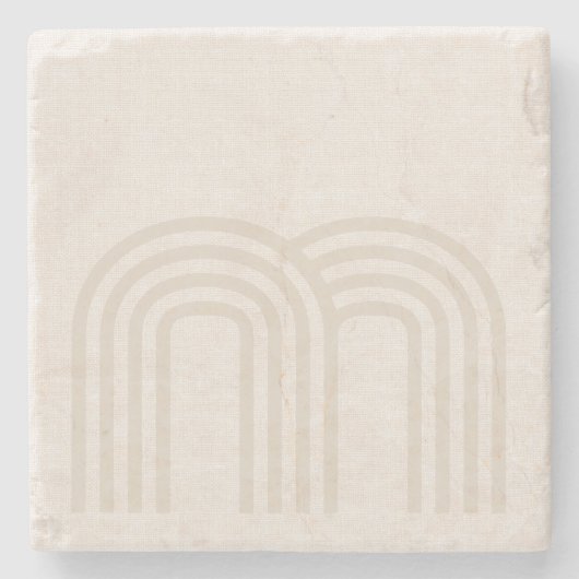 Modernes, neutrales, blasses Monogramm-Muster Steinuntersetzer (Vorderseite)