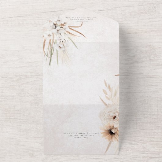 Modernes neutrales Boho Blütenfest kein Abendessen All In One Einladung (Außenbereich)