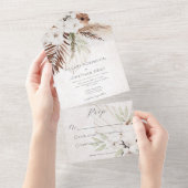 Modernes neutrales Boho Blütenfest kein Abendessen All In One Einladung (Abreißen)