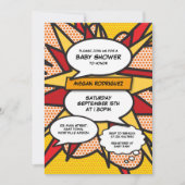 Modernes, neutrales Comic für Babydusche Einladung (Vorderseite)