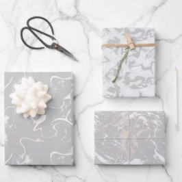 Modernes, neutrales Farbmarmor Geschenkpapier Set