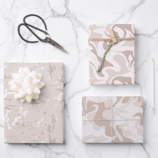 Modernes neutrales Farbmarmor Geschenkpapier Set (Vorderseite)