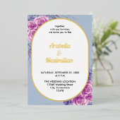 Modernes, neutrales, florales Rustikales Hochzeits Folieneinladung (Stehend vorne)