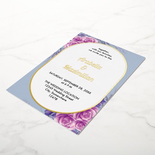 Modernes, neutrales, florales Rustikales Hochzeits Folieneinladung (Gedreht)