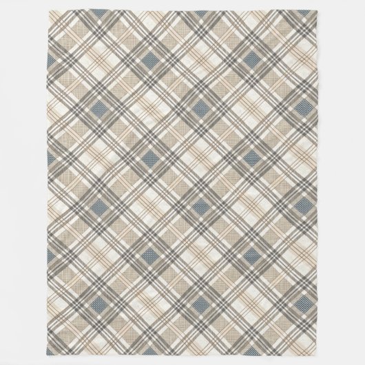 Modernes, neutrales geometrisches Elfenbeinbraun B Fleecedecke (Vorderseite)
