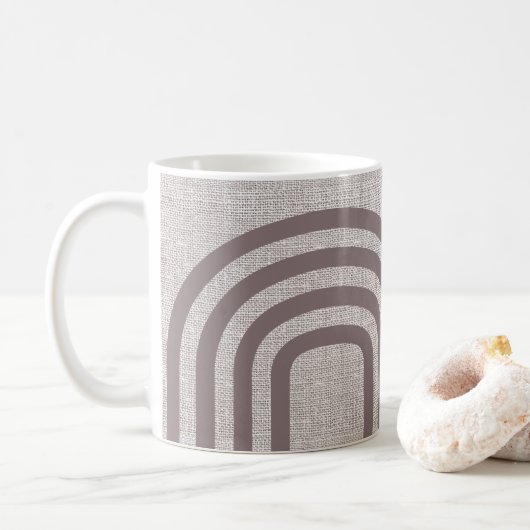 Modernes neutrales Linienmuster Kaffeetasse (Mit Donut)