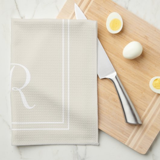 Modernes, neutrales Monogramm Personalisiert Geschirrtuch (Viertel Falte)