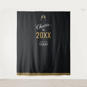 Modernes New Year Business-Logo Schwarzes Foto Hin Wandteppich
